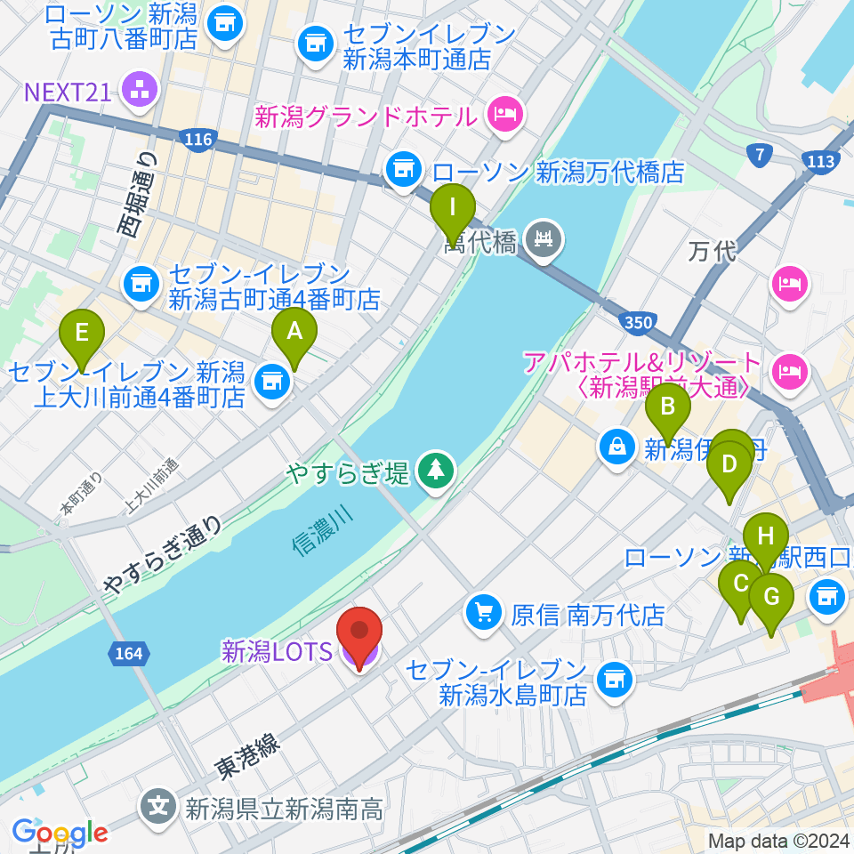 新潟LOTS周辺のホテル一覧地図