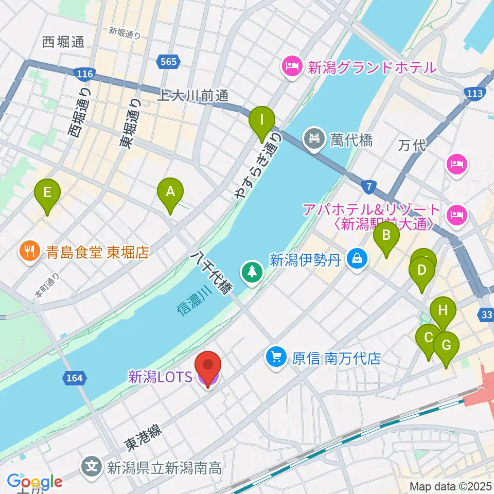 新潟LOTS周辺のホテル一覧地図