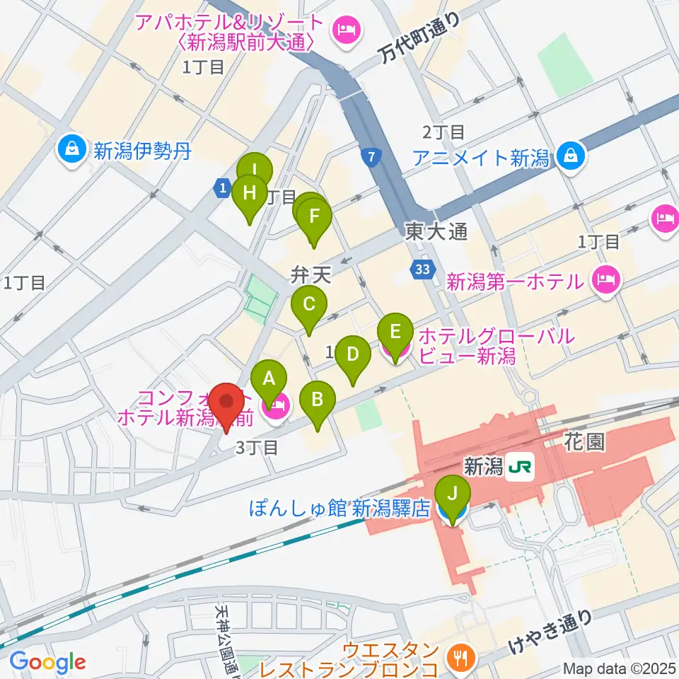 新潟CLUB RIVERST周辺のホテル一覧地図