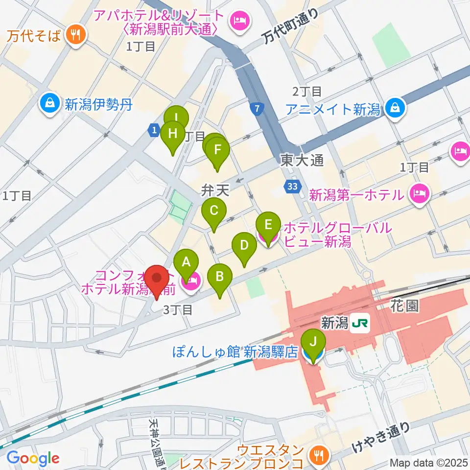 新潟CLUB RIVERST周辺のホテル一覧地図