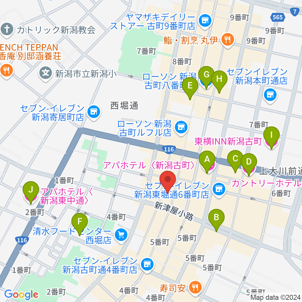 新潟WOODY周辺のホテル一覧地図