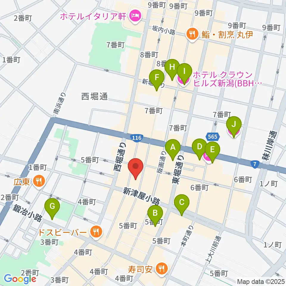 新潟WOODY周辺のホテル一覧地図