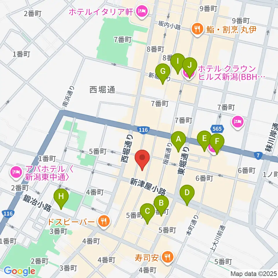 新潟WOODY周辺のホテル一覧地図