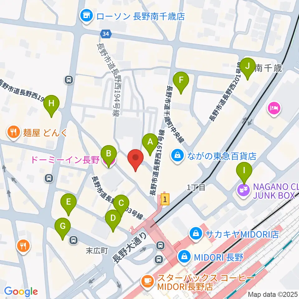 長野ライブハウスJ周辺のホテル一覧地図