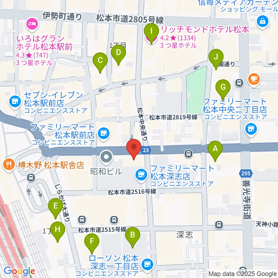 松本ALECX周辺のホテル一覧地図