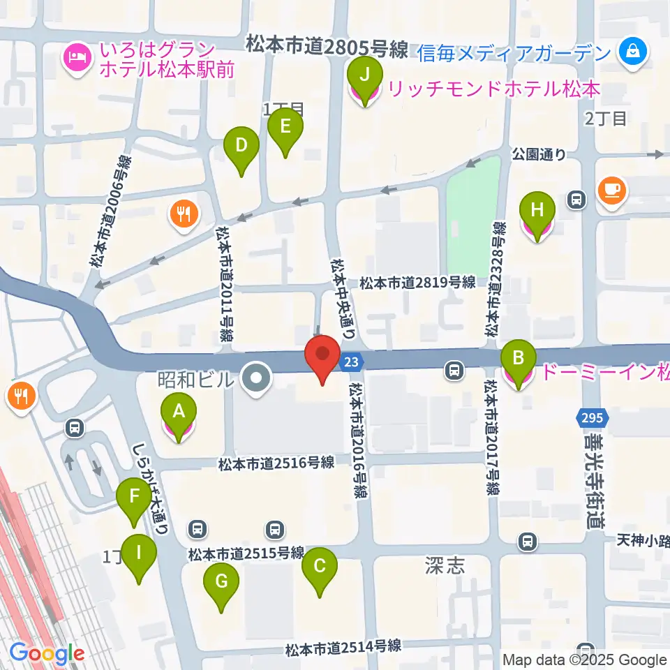 松本ALECX周辺のホテル一覧地図