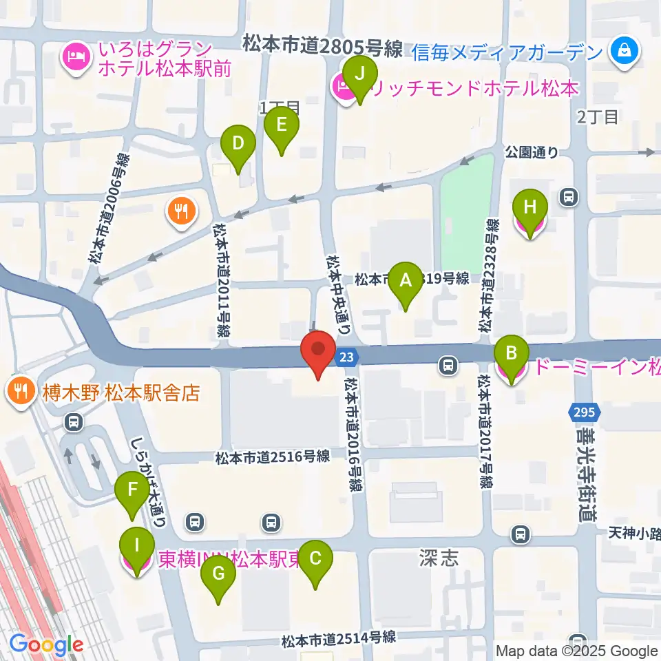 松本ALECX周辺のホテル一覧地図