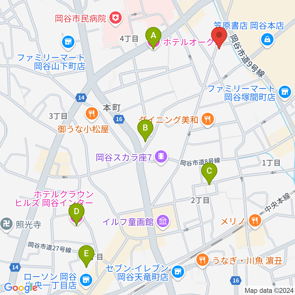 岡谷ファイブペニーズ周辺のホテル一覧地図