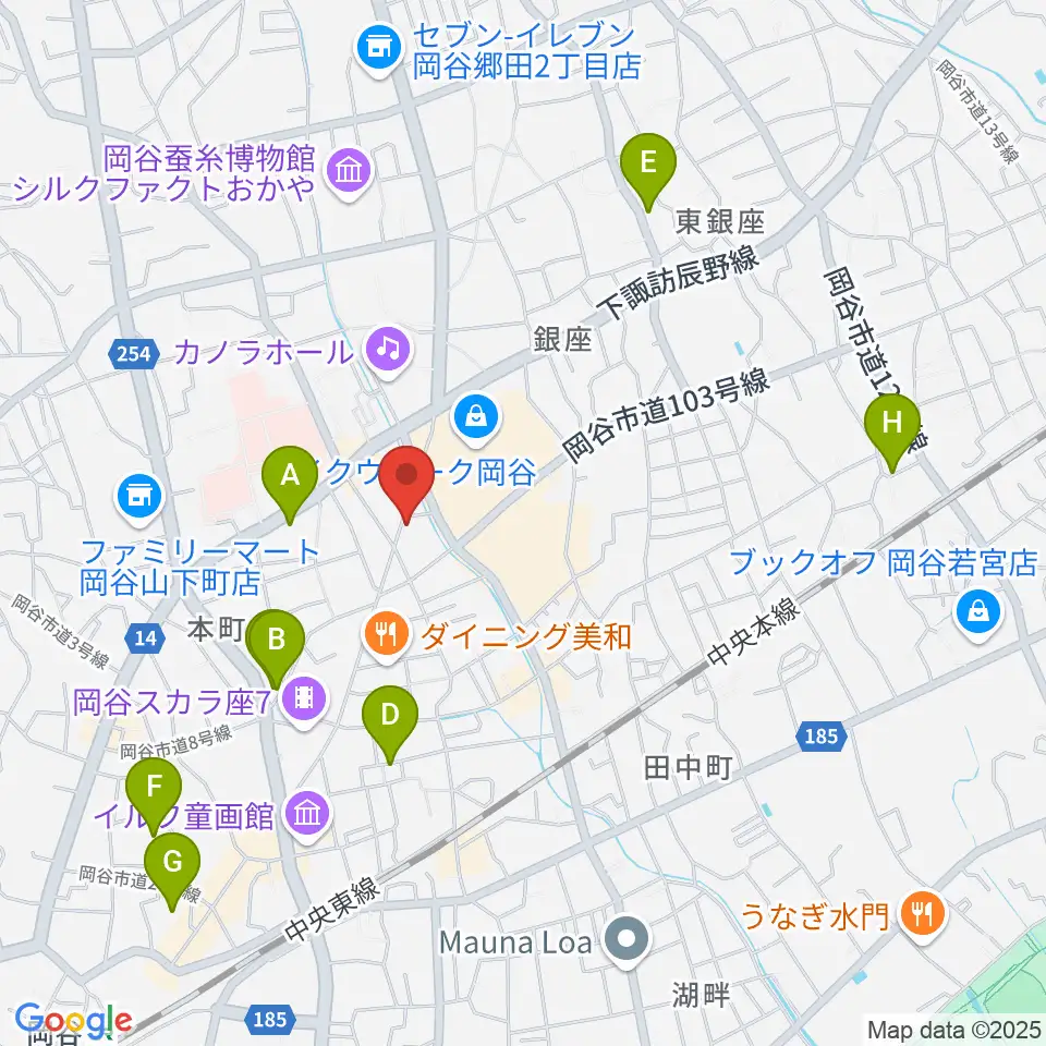 岡谷ファイブペニーズ周辺のホテル一覧地図