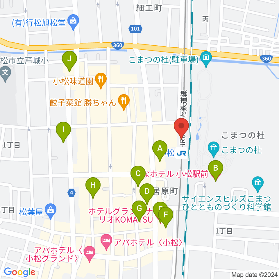 小松市民交流プラザ The MAT'S周辺のホテル一覧地図