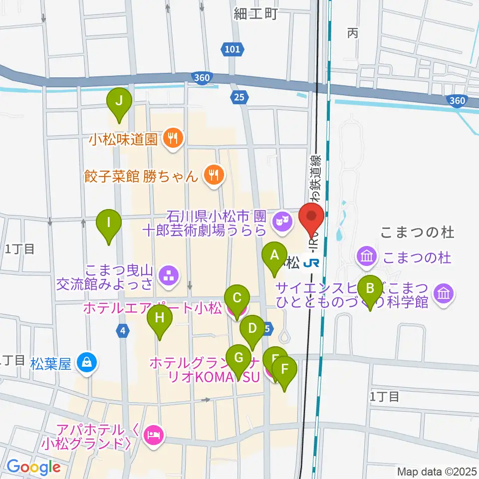 小松市民交流プラザ The MAT'S周辺のホテル一覧地図