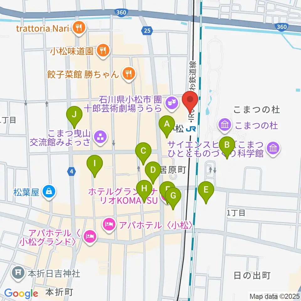 小松市民交流プラザ The MAT'S周辺のホテル一覧地図