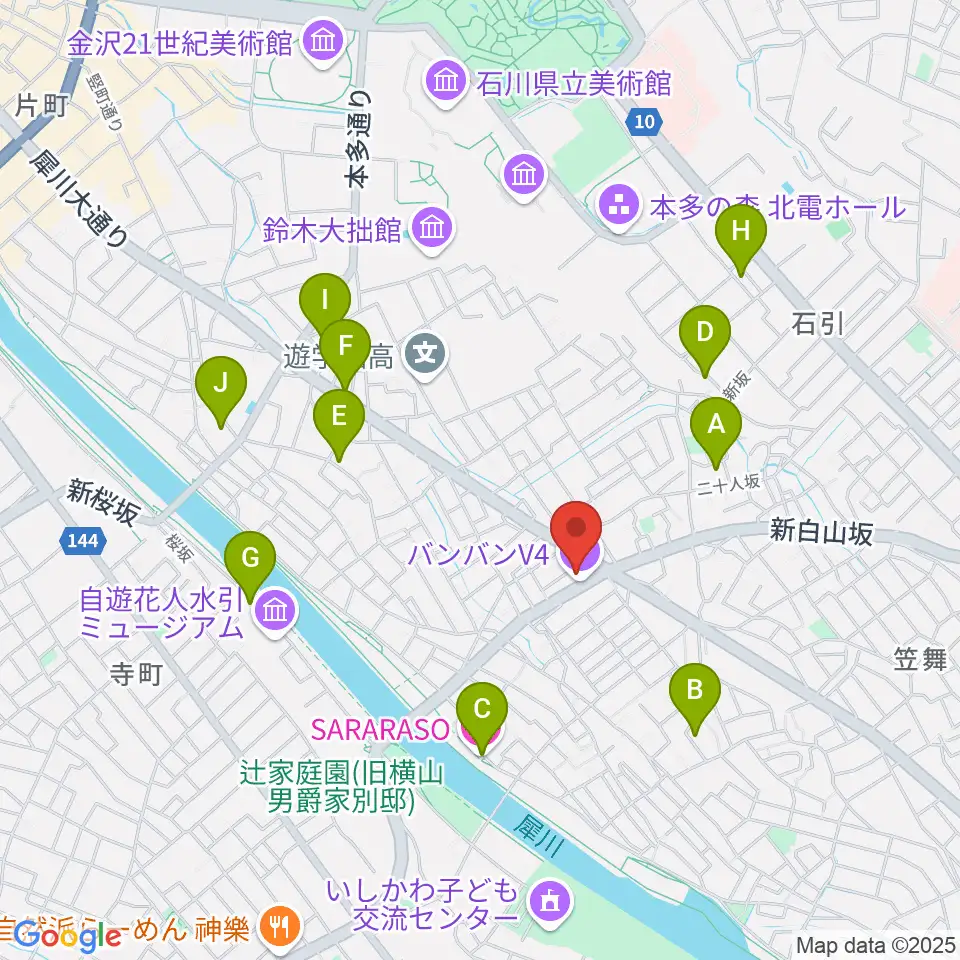 金沢vanvan V4周辺のホテル一覧地図