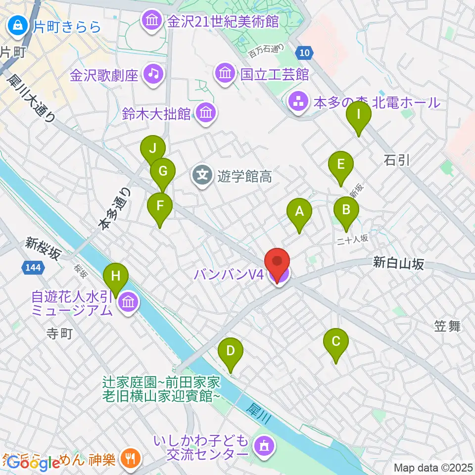 金沢vanvan V4周辺のホテル一覧地図