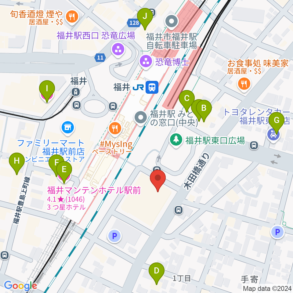 福井県県民ホール周辺のホテル一覧地図