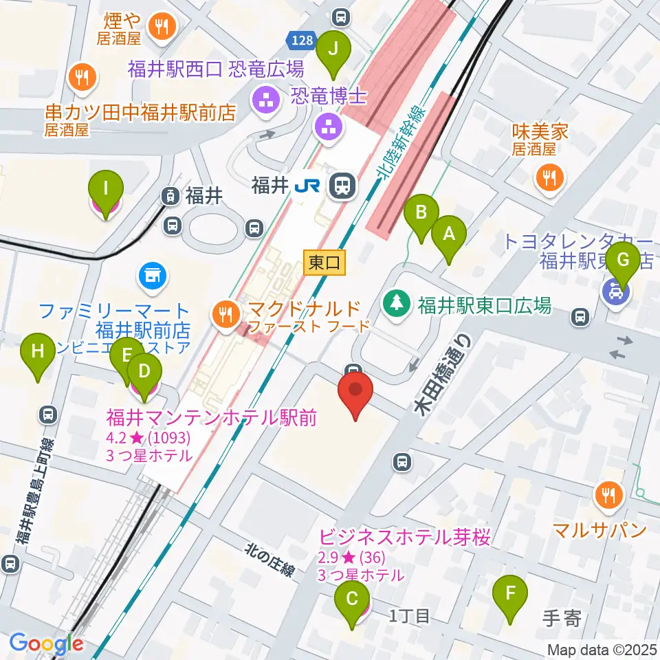 福井県県民ホール周辺のホテル一覧地図