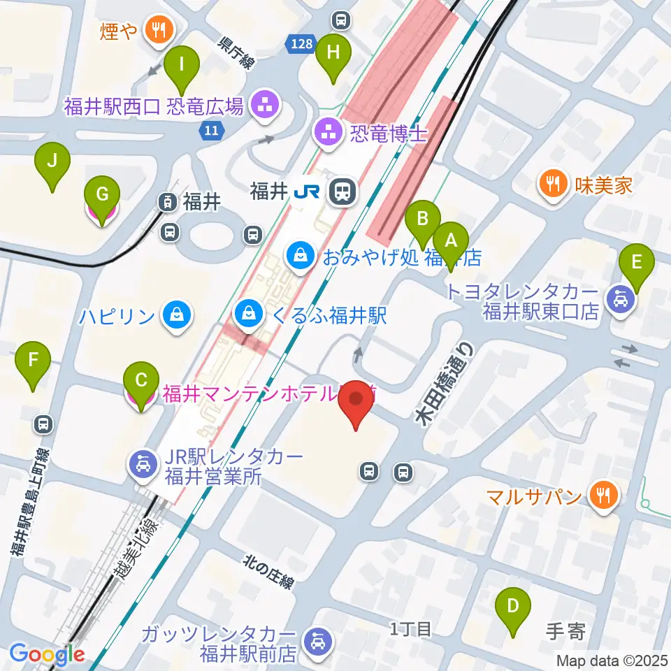 福井県県民ホール周辺のホテル一覧地図