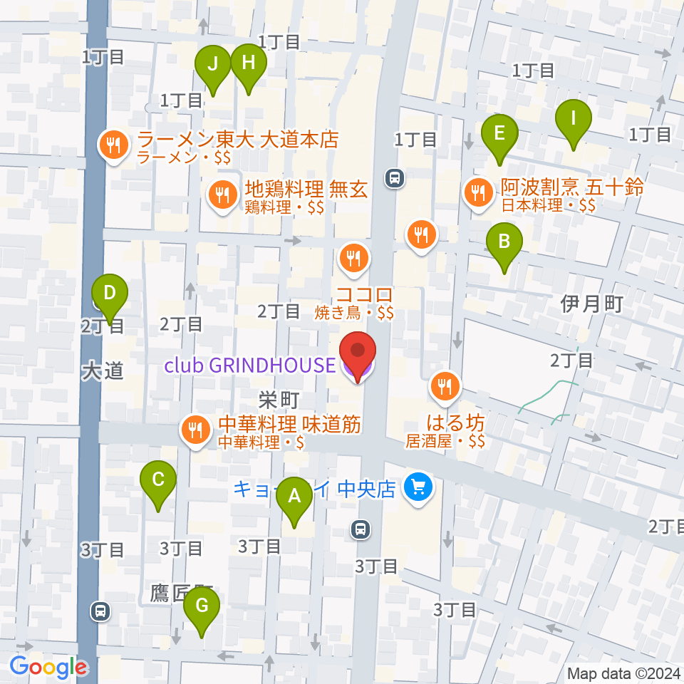 club GRINDHOUSE周辺のホテル一覧地図