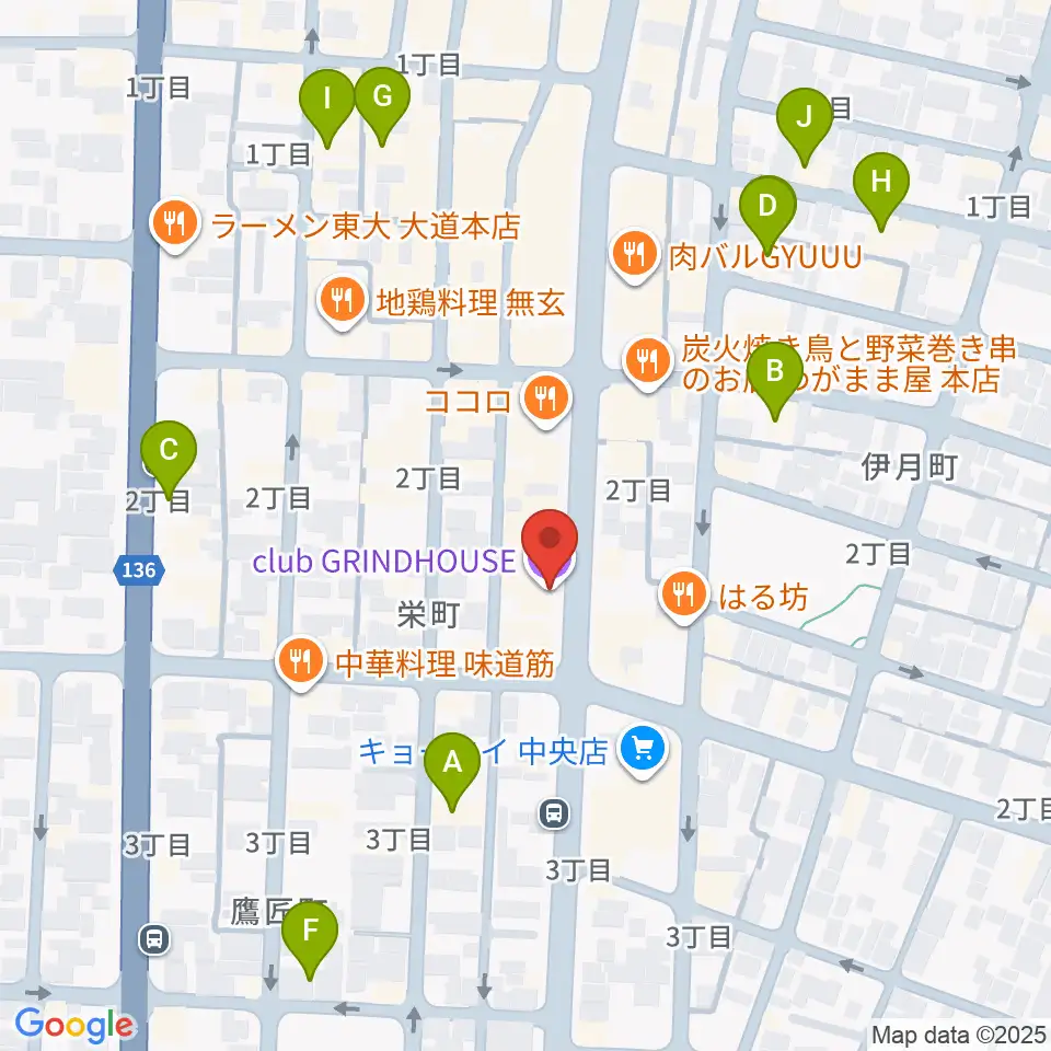 club GRINDHOUSE周辺のホテル一覧地図