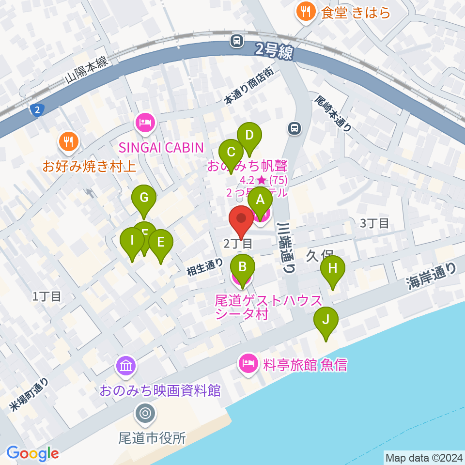 尾道B×B周辺のホテル一覧地図