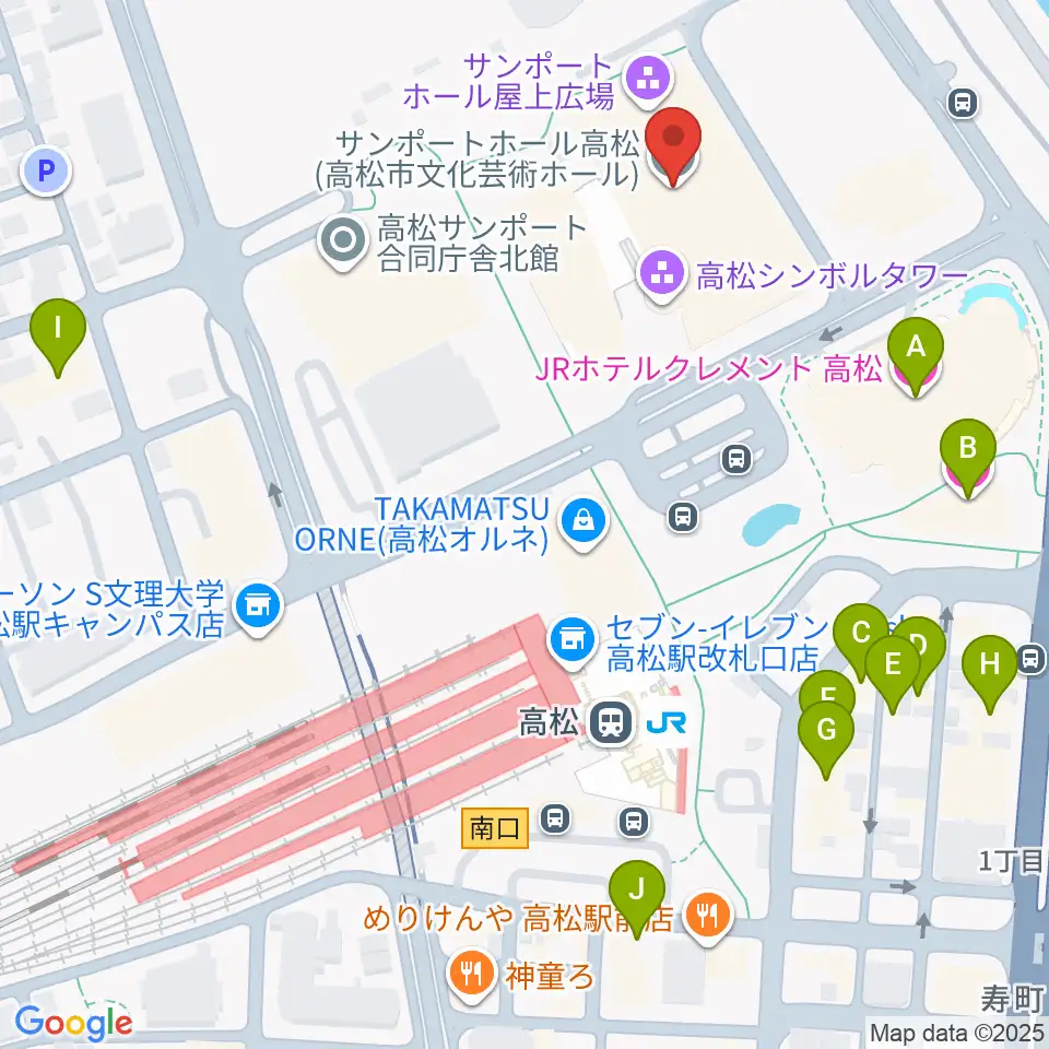 サンポートホール高松周辺のホテル一覧地図