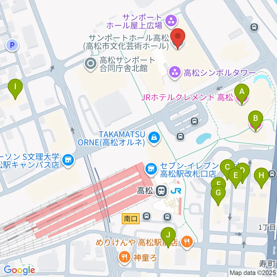 サンポートホール高松周辺のホテル一覧地図
