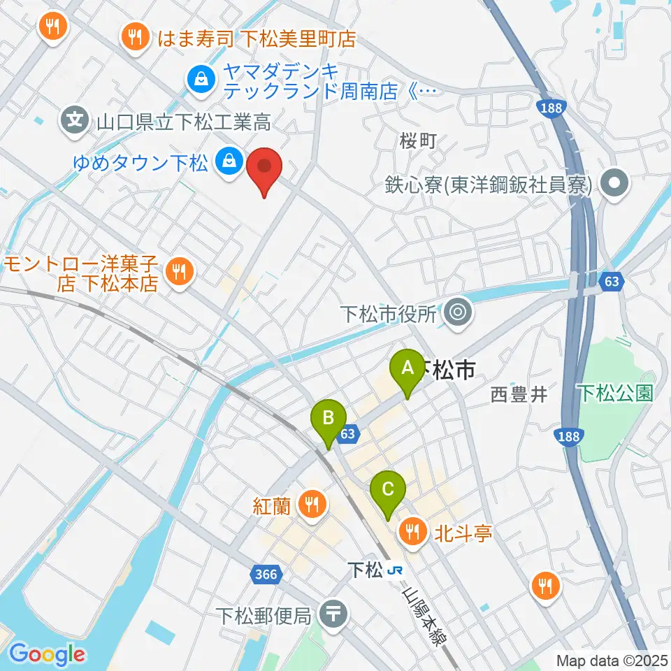 スターピアくだまつ 下松市文化会館周辺のホテル一覧地図