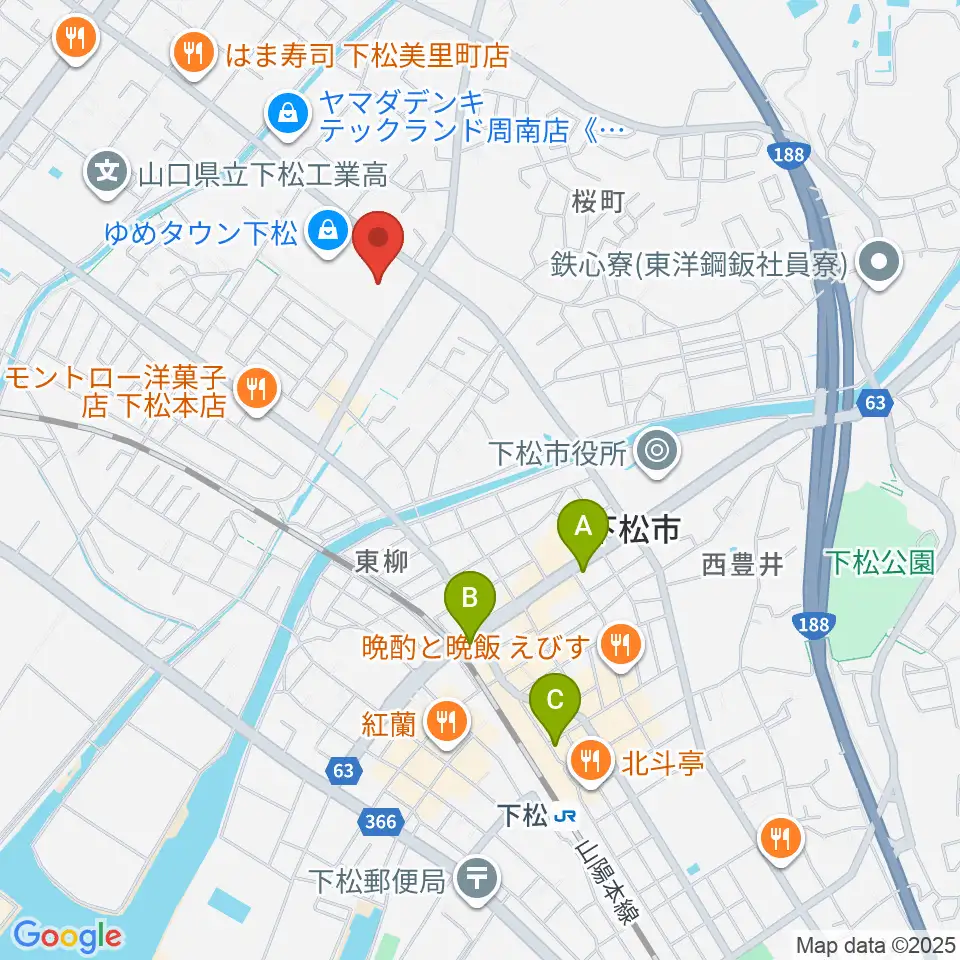 スターピアくだまつ 下松市文化会館周辺のホテル一覧地図