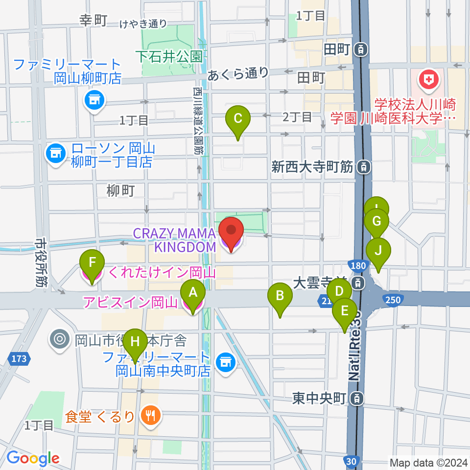 岡山クレイジーママキングダム周辺のホテル一覧地図