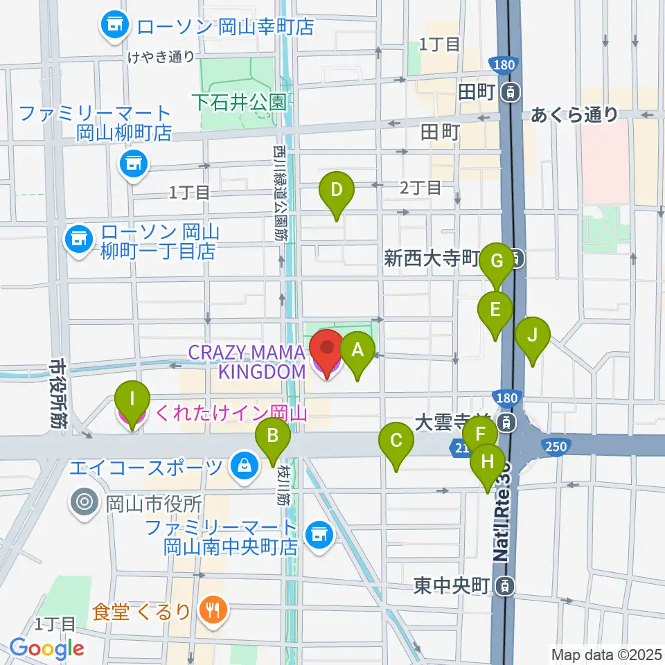 岡山クレイジーママキングダム周辺のホテル一覧地図