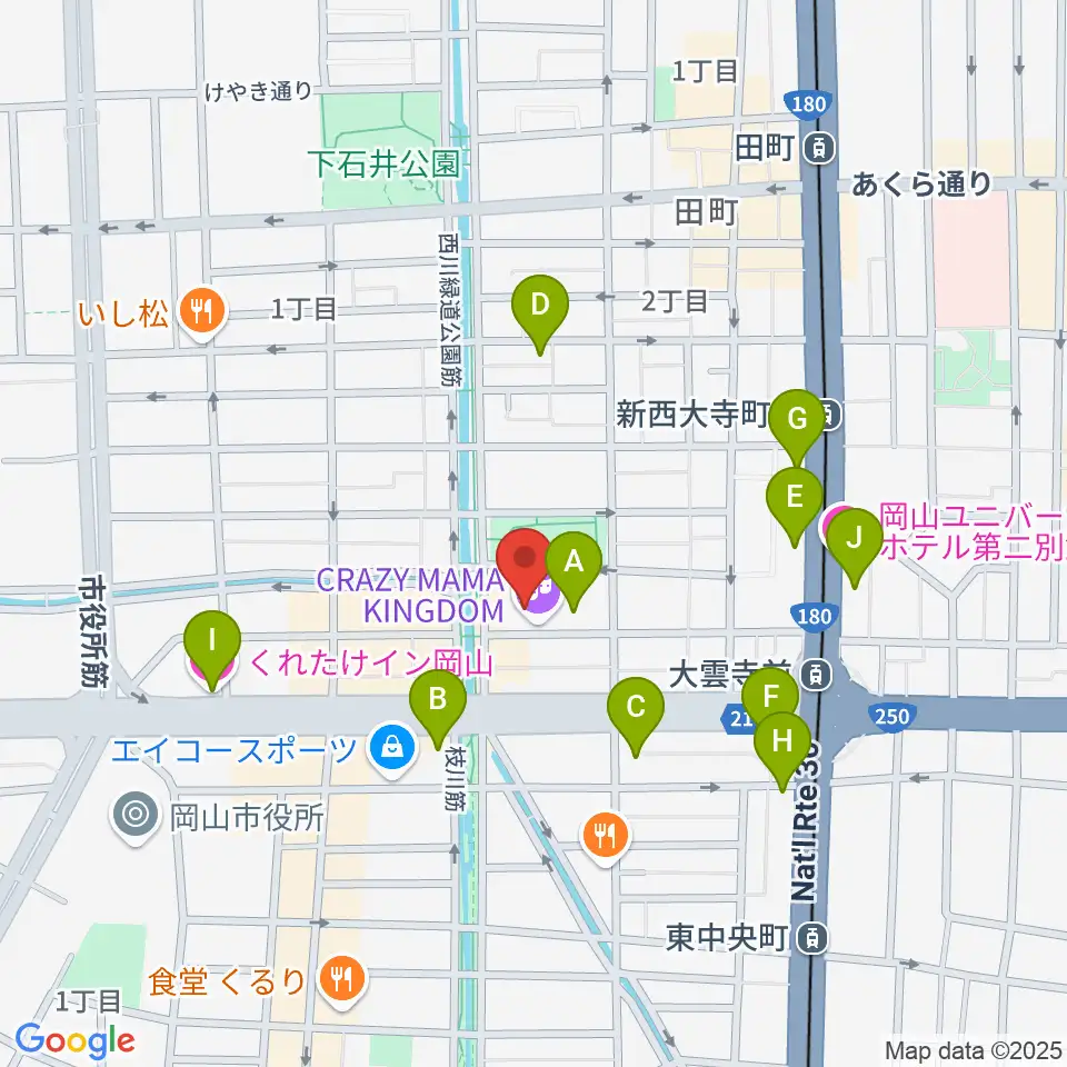 岡山クレイジーママキングダム周辺のホテル一覧地図