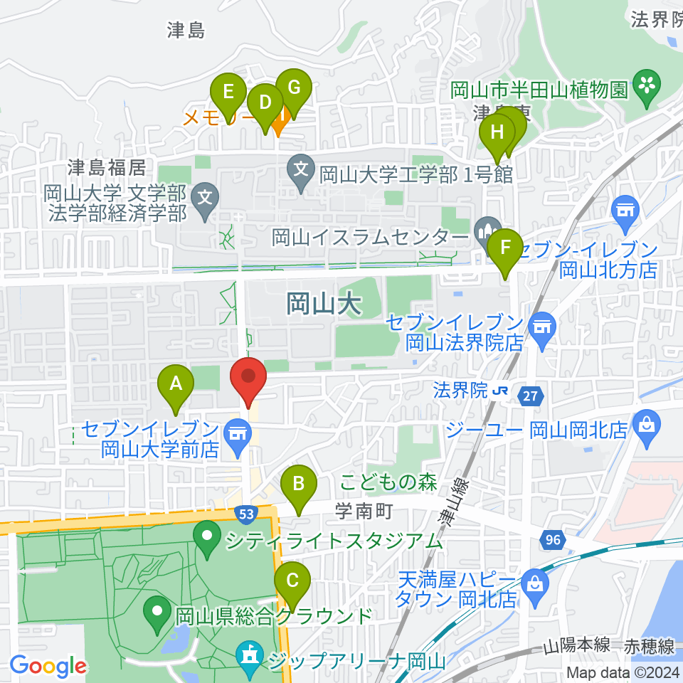 岡山ペパーランド周辺のホテル一覧地図