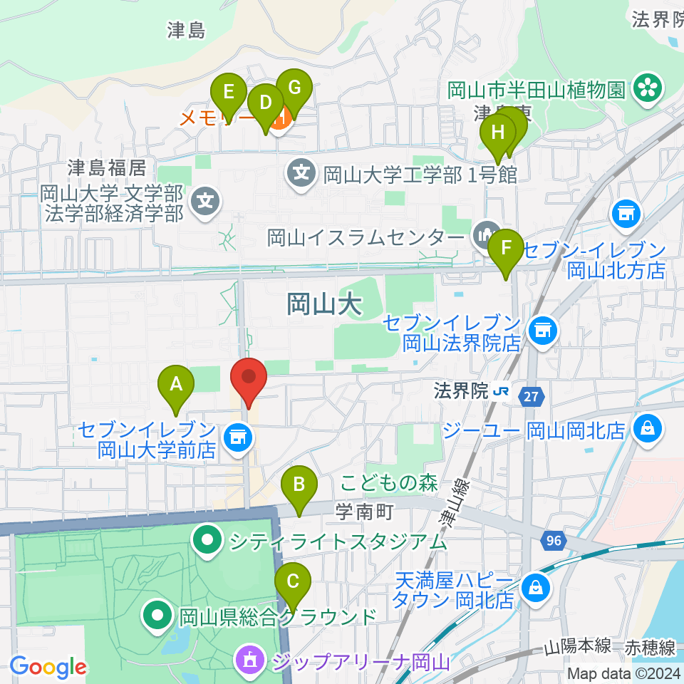 岡山ペパーランド周辺のホテル一覧地図