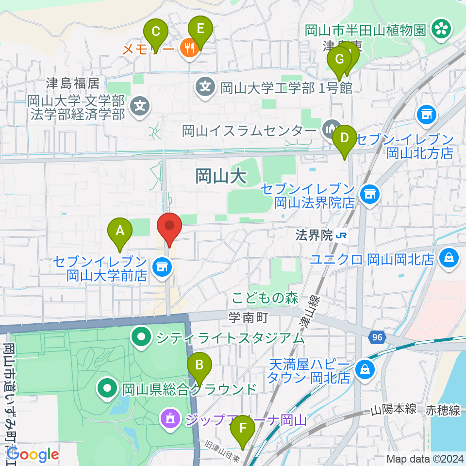 岡山ペパーランド周辺のホテル一覧地図