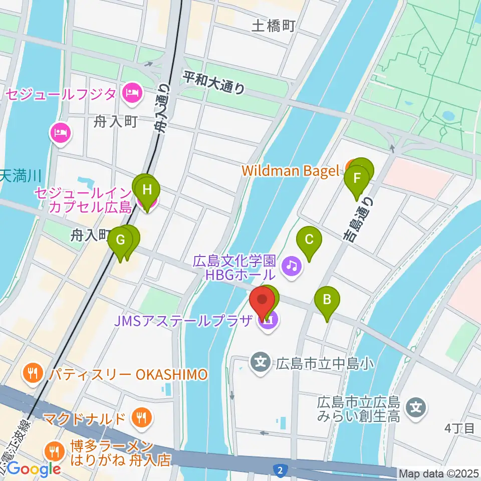 広島JMSアステールプラザ周辺のホテル一覧地図