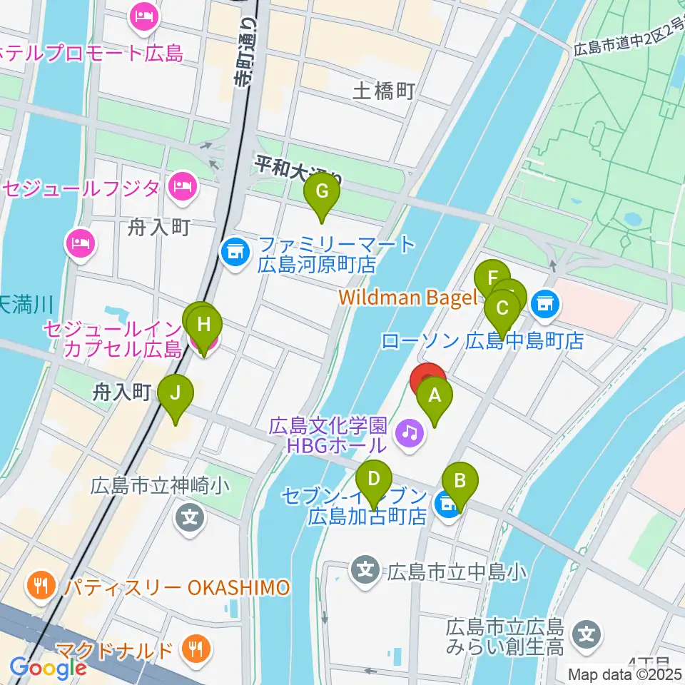 広島文化学園HBGホール周辺のホテル一覧地図