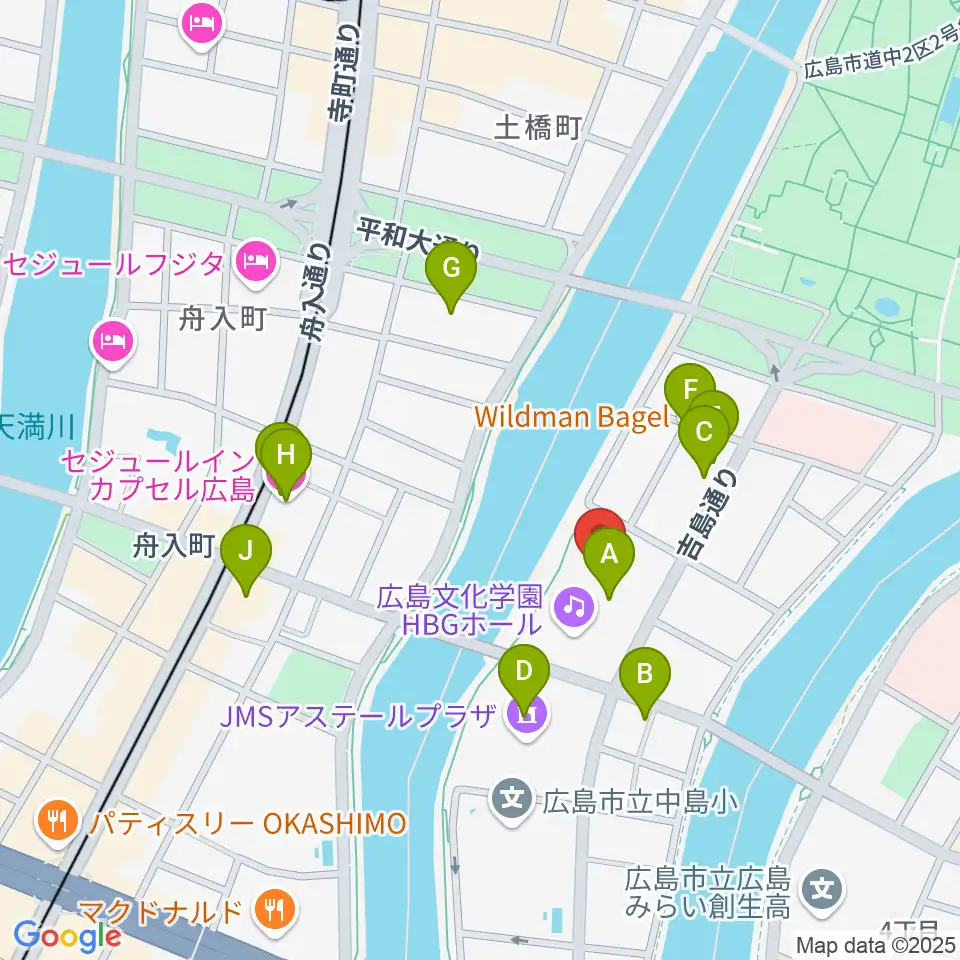 広島文化学園HBGホール周辺のホテル一覧地図