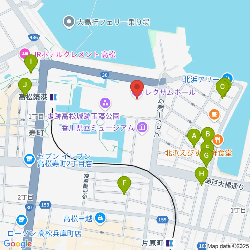 香川レクザムホール周辺のホテル一覧地図