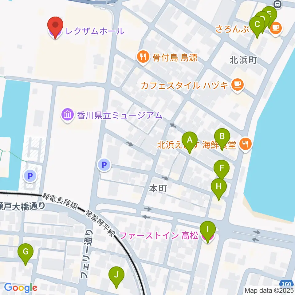 香川レクザムホール周辺のホテル一覧地図