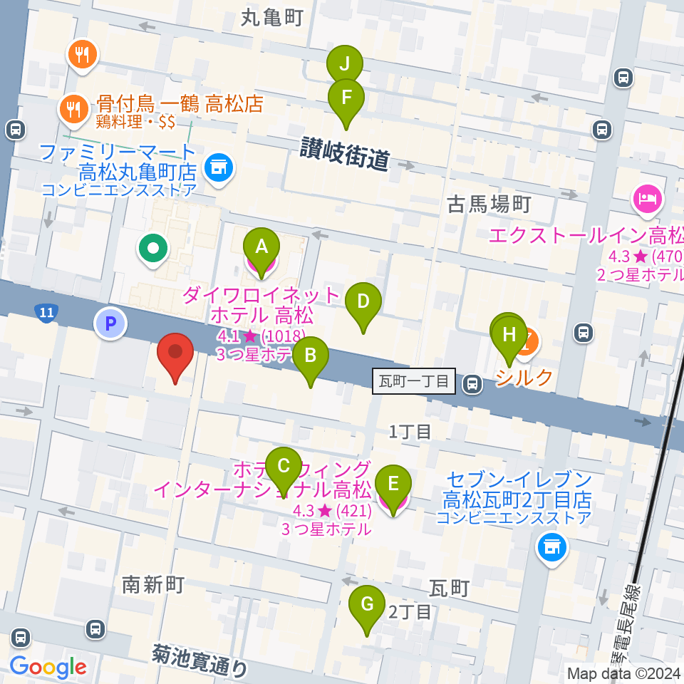 高松DIME周辺のホテル一覧地図