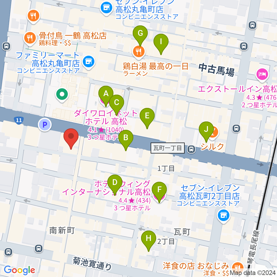 高松DIME周辺のホテル一覧地図