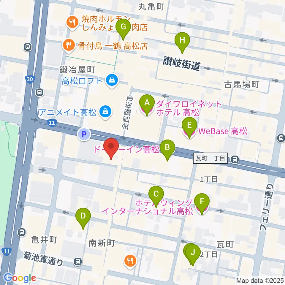高松DIME周辺のホテル一覧地図