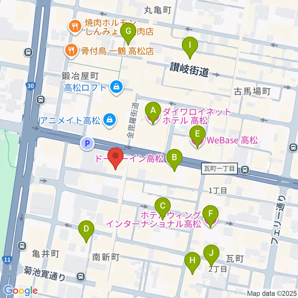 高松DIME周辺のホテル一覧地図