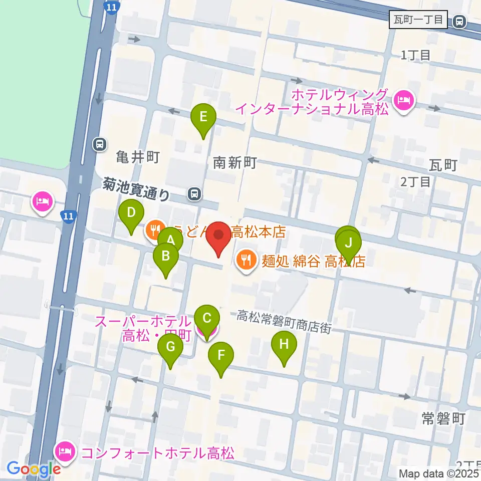 高松オリーブホール周辺のホテル一覧地図