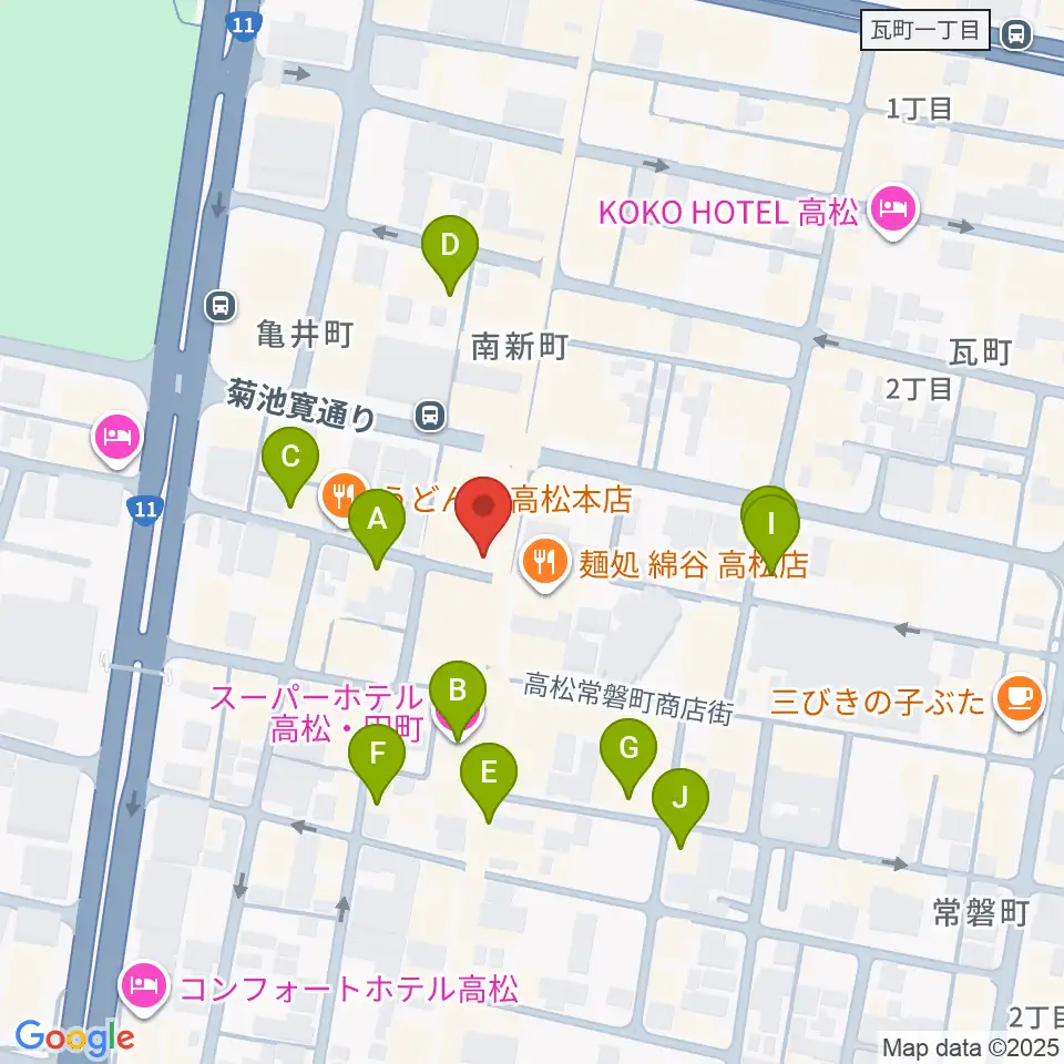 高松オリーブホール周辺のホテル一覧地図