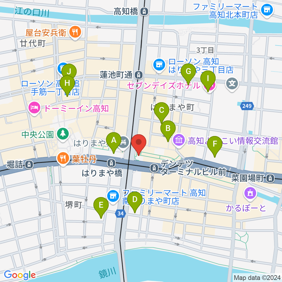 高知クロスポイント周辺のホテル一覧地図