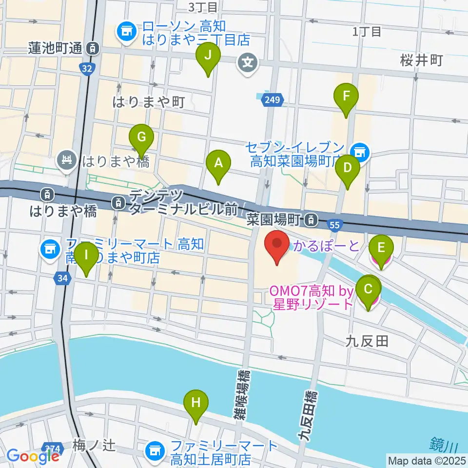 高知市文化プラザ かるぽーと周辺のホテル一覧地図