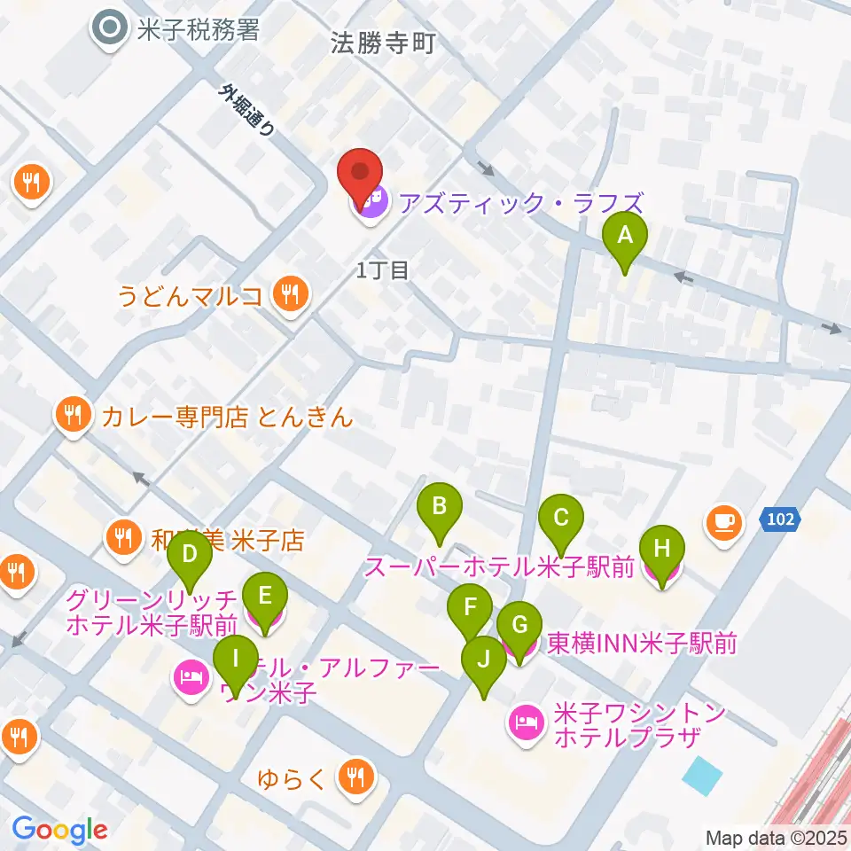 米子アズティックラフズ周辺のホテル一覧地図