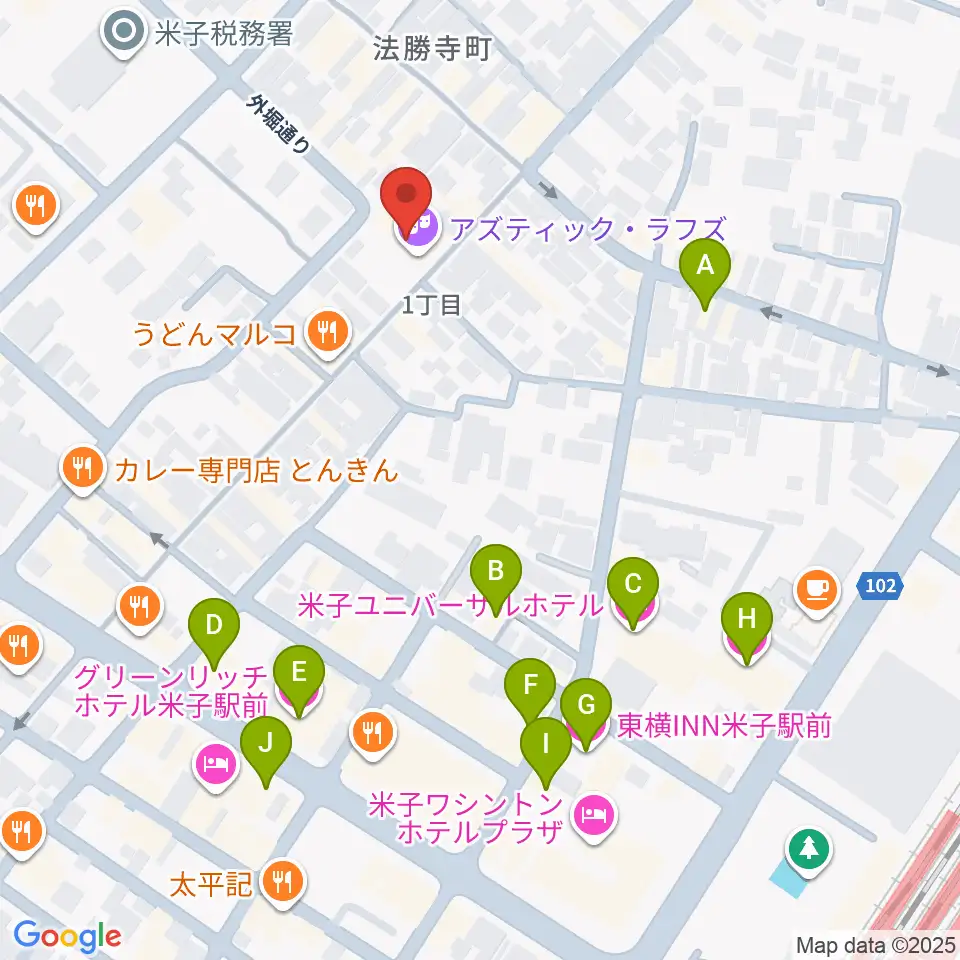 米子アズティックラフズ周辺のホテル一覧地図
