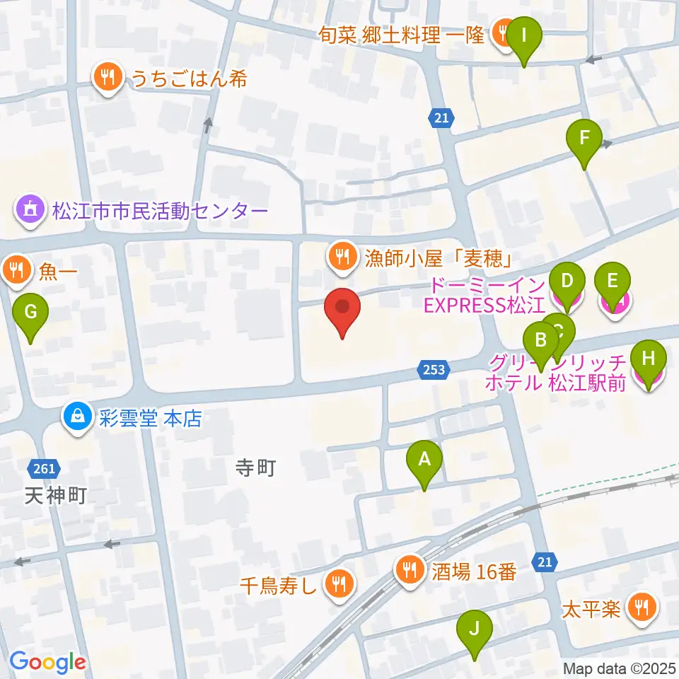松江B1周辺のホテル一覧地図